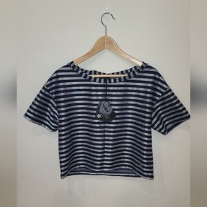NWT Please Nautical striped oversized Boatneck Top blouse S